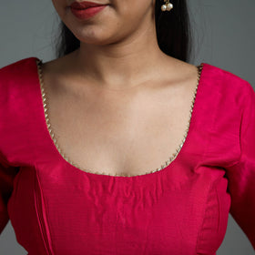 Pink Gota Patti Slub Silk Plain Blouse Online