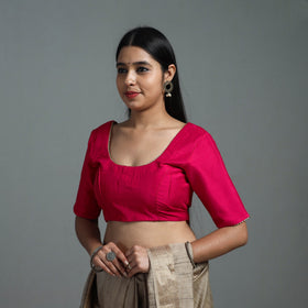 Pink Gota Patti Slub Silk Plain Blouse Online