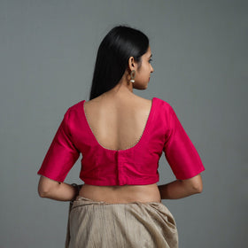 Pink Gota Patti Slub Silk Plain Blouse Online