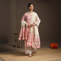 Pink - gota work chanderi silk sanganeri kurta set (set