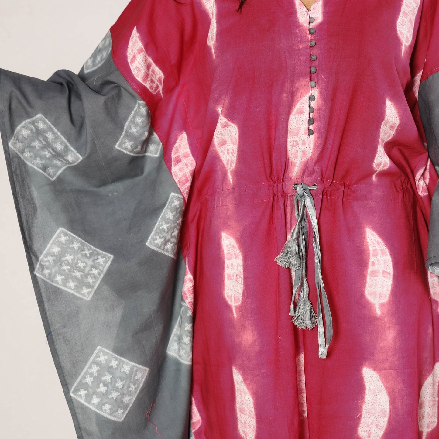  Shibori Tie-Dye Cotton Kaftan Dress (Medium) 