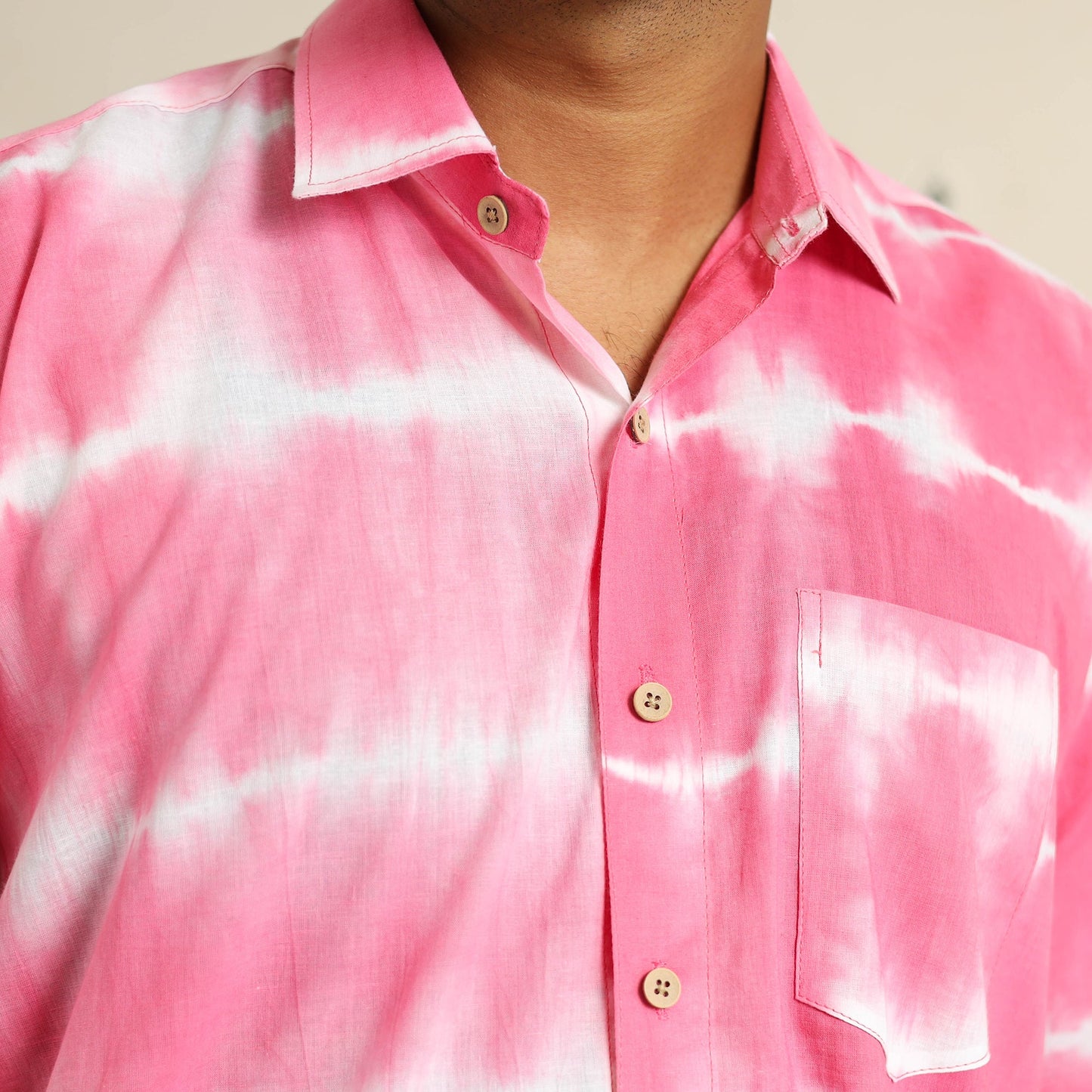Buy Half Sleeve Tie & Dye Cotton Men Shibori Shirt