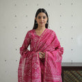 Buy Pink Hand Block Bagru Print Chanderi Silk Kurta Set