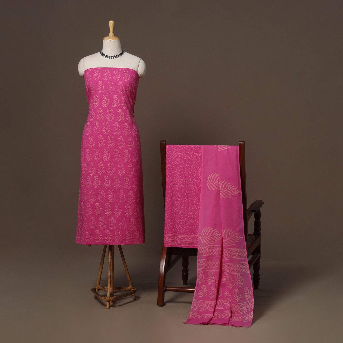 Hand batik cotton 3pc unstitched dress material 43