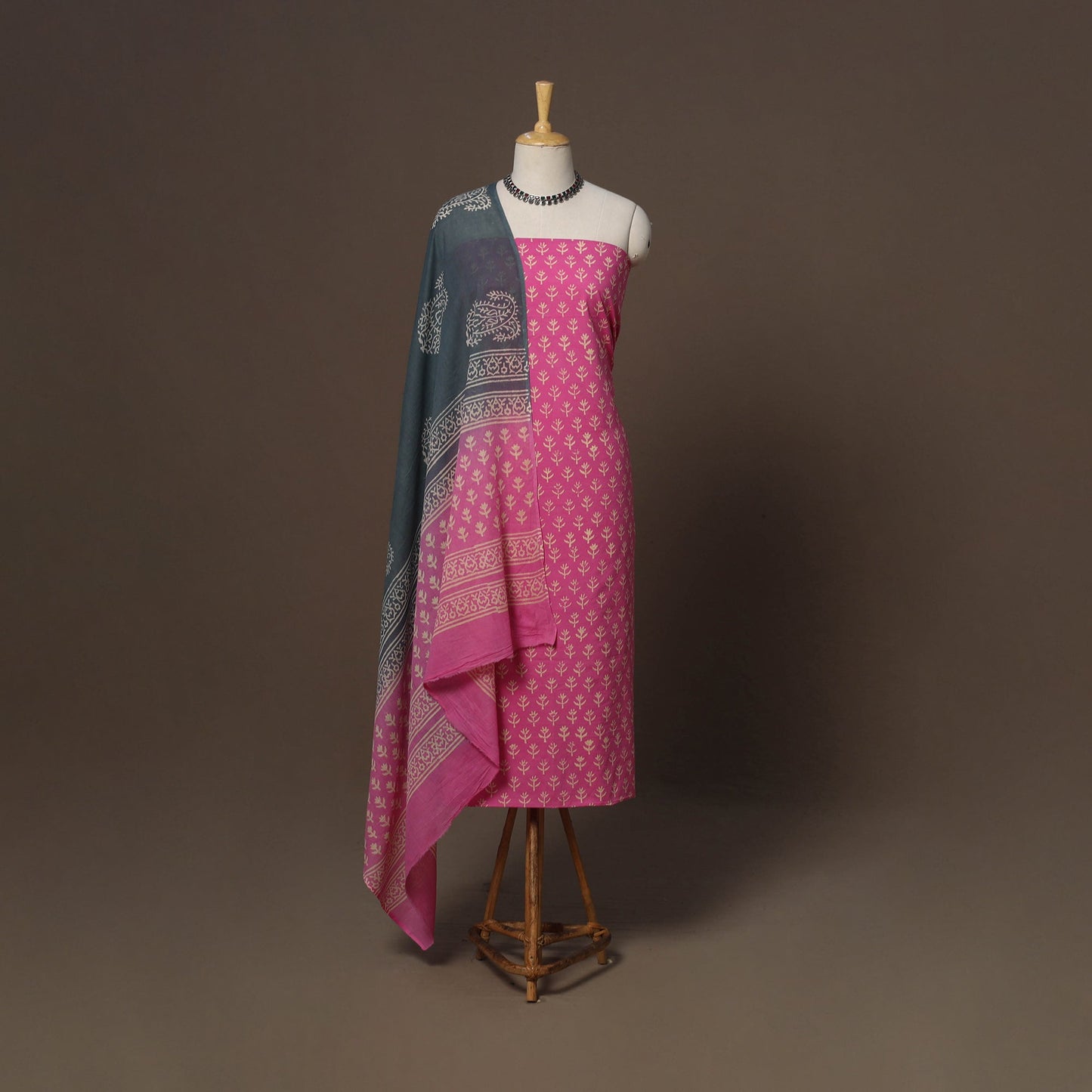 Hand batik cotton 3pc unstitched dress material 44