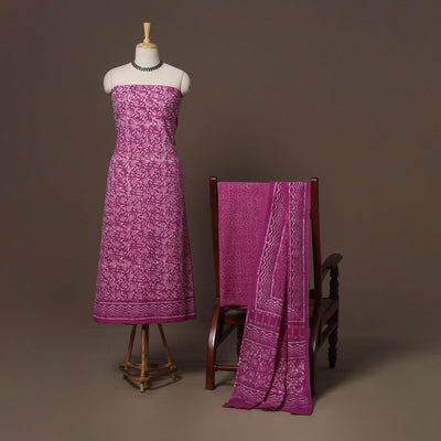 Hand batik cotton 3pc unstitched dress material 51