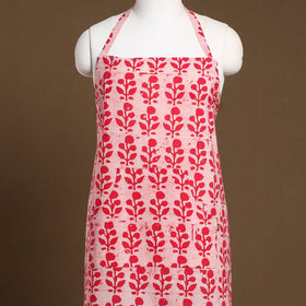 Pink - Hand Batik Print Cotton Apron with Pocket 03