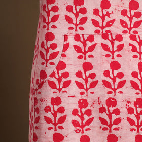 Pink - Hand Batik Print Cotton Apron with Pocket 03