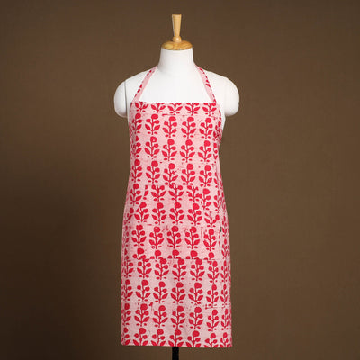 Pink - Hand Batik Print Cotton Apron with Pocket 03