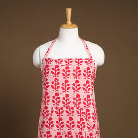 Pink - Hand Batik Print Cotton Apron with Pocket 03