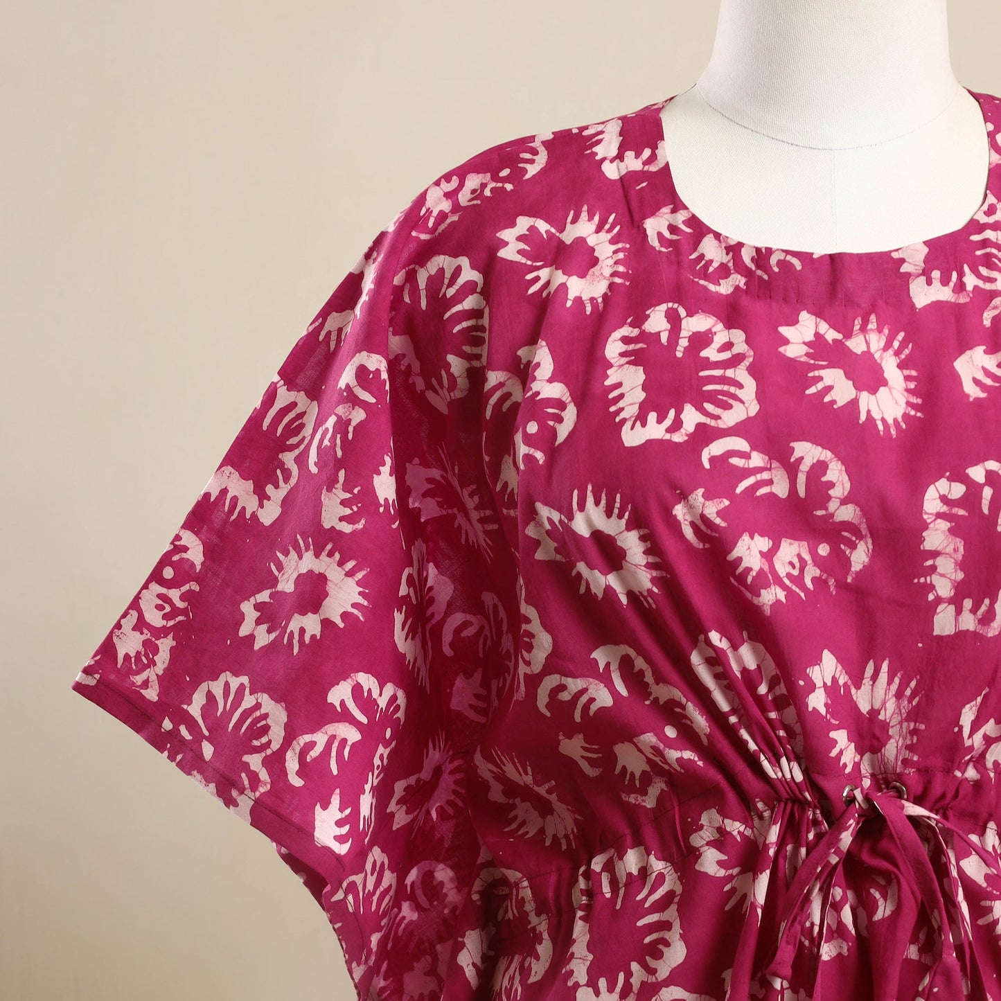 Buy Pink Hand Batik Print Cotton Kaftan
