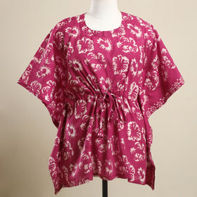Buy Pink Hand Batik Print Cotton Kaftan