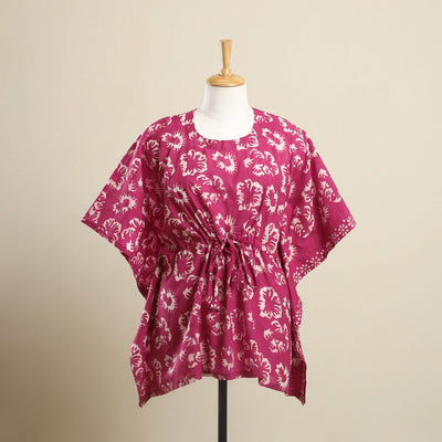 Buy Pink Hand Batik Print Cotton Kaftan