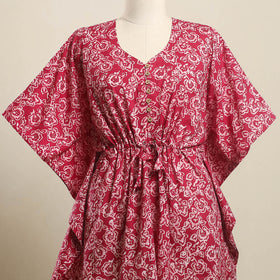Buy Pink Hand Batik Print Cotton Kaftan