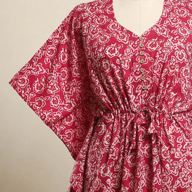 Buy Pink Hand Batik Print Cotton Kaftan