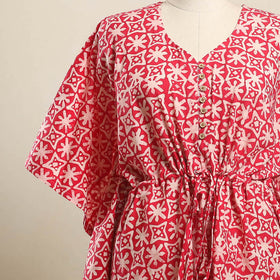 Buy Pink Hand Batik Print Cotton Kaftan