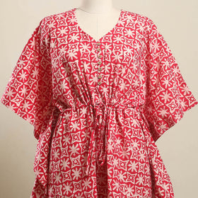 Buy Pink Hand Batik Print Cotton Kaftan