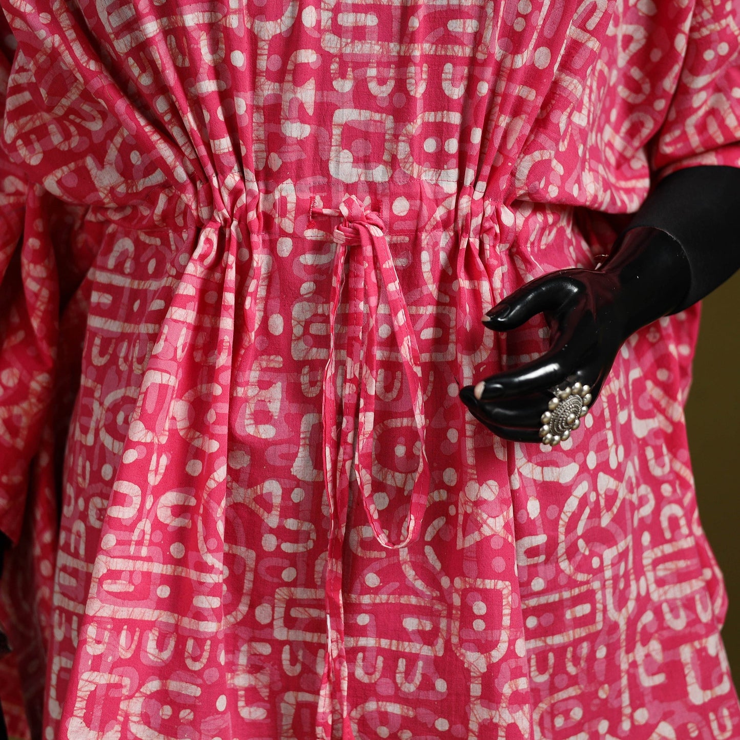 Hand batik cotton short kaftan 31 - handcrafted