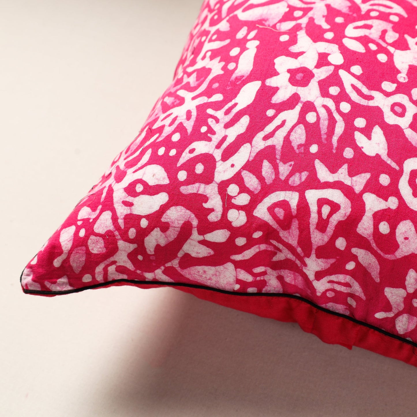 Pink Hand Batik Printed Cotton Cushion Cover