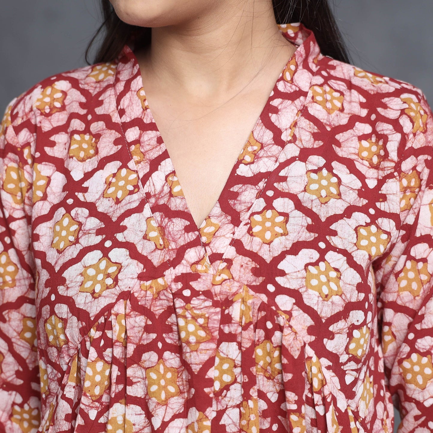  Hand Batik Printed Cotton Flared Gher Dress 