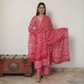  Hand Batik Printed Cotton Kurta with Palazzo & Dupatta Set 06 