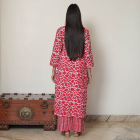  Hand Batik Printed Cotton Kurta with Palazzo & Dupatta Set 06 