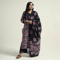Hand batik printed cotton kurta with palazzo & dupatta set