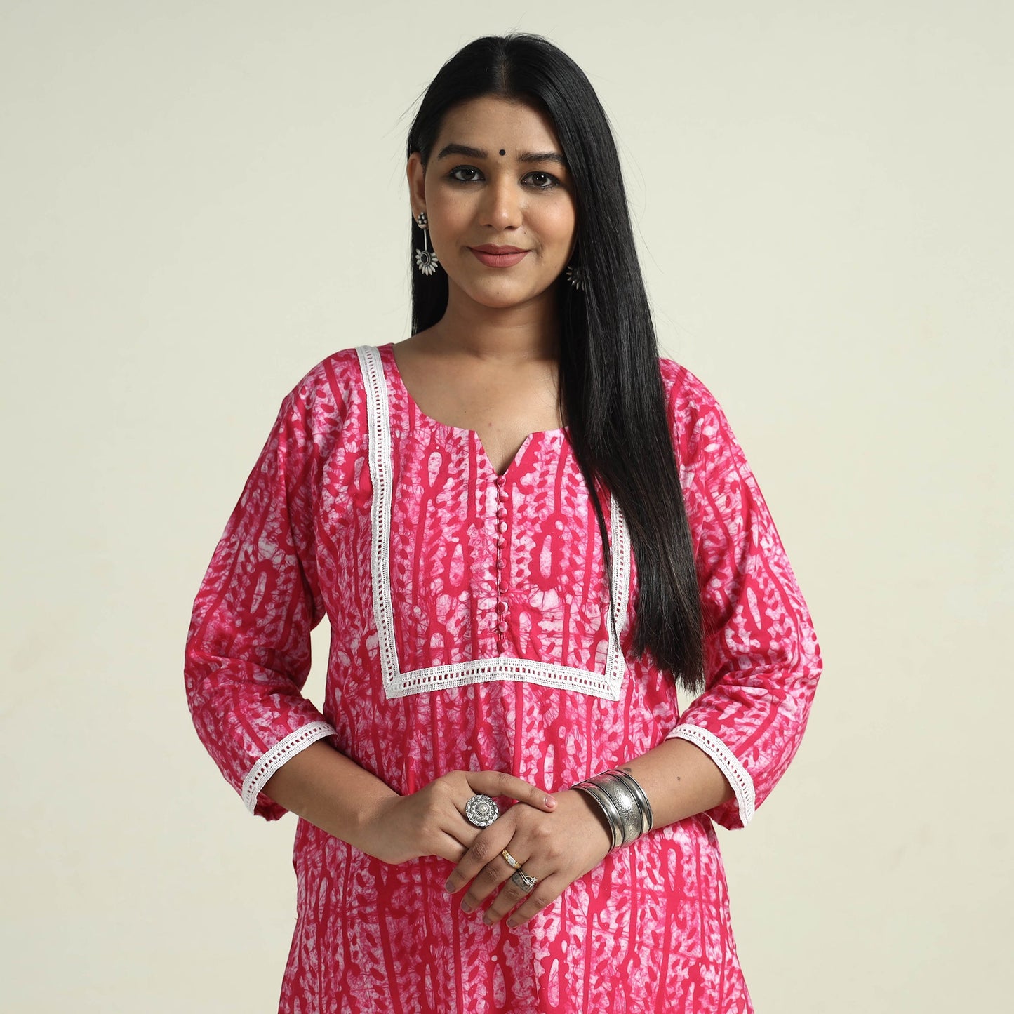  Hand Batik Printed Cotton Kurta with Palazzo Set 