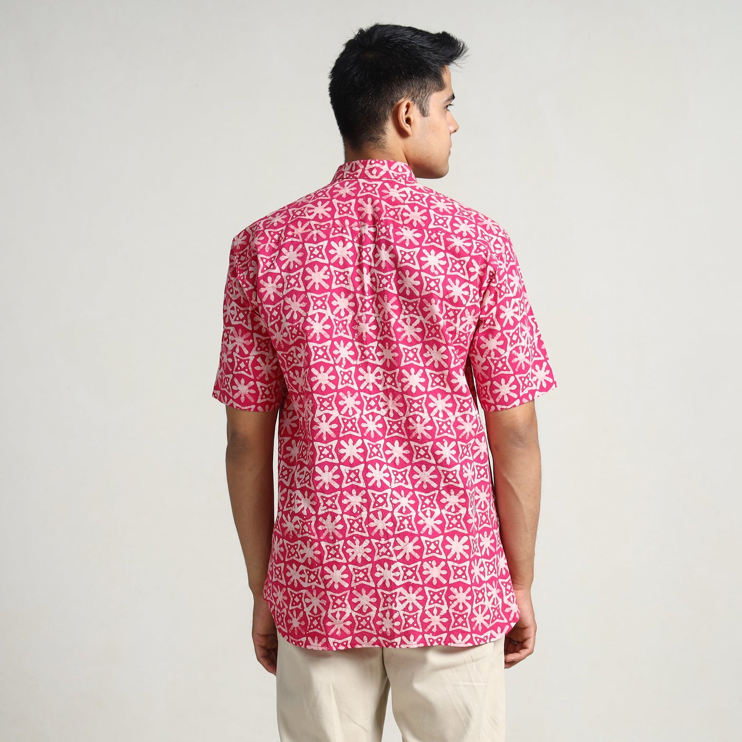 Buy Hand Batik Printed Cotton Men Half Sleeve Shirt 02 Online l iTokri.com