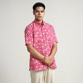 Buy Hand Batik Printed Cotton Men Half Sleeve Shirt 02 Online l iTokri.com