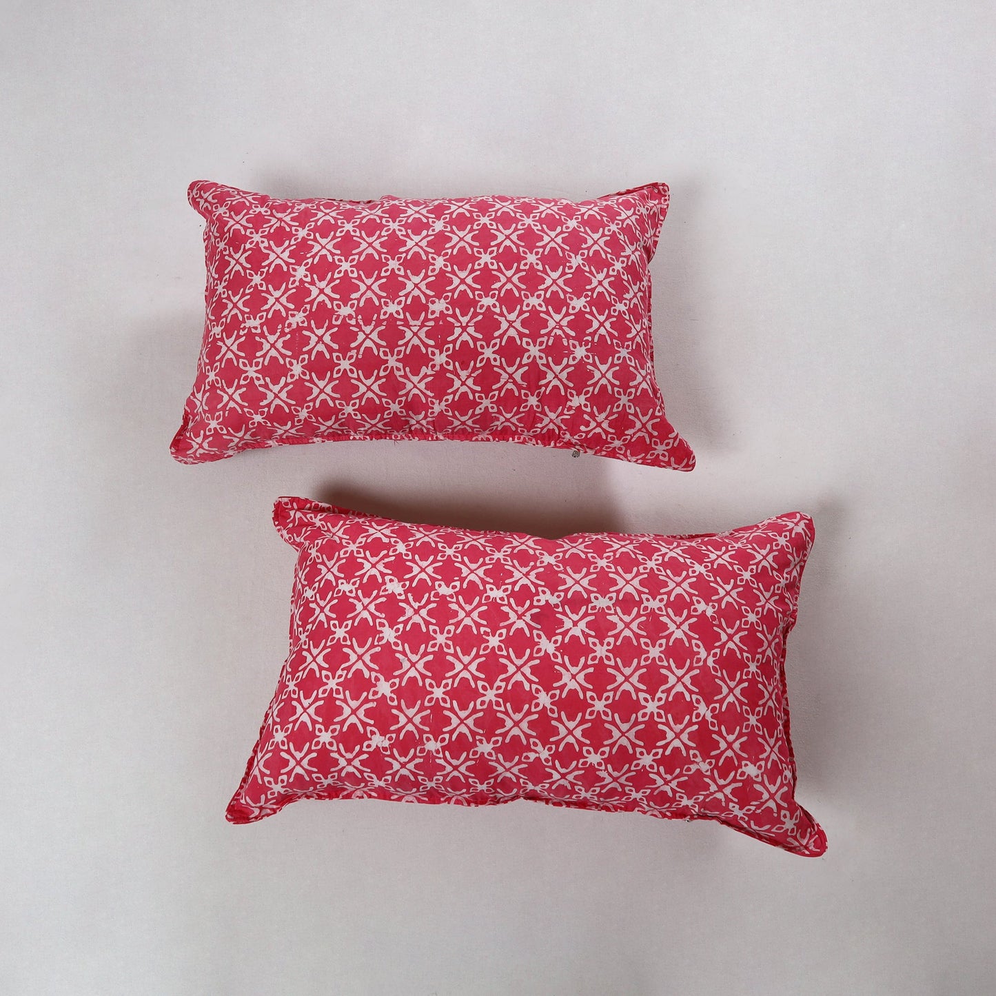 Pink - hand batik printed cotton pillow cover (set of 2) 21