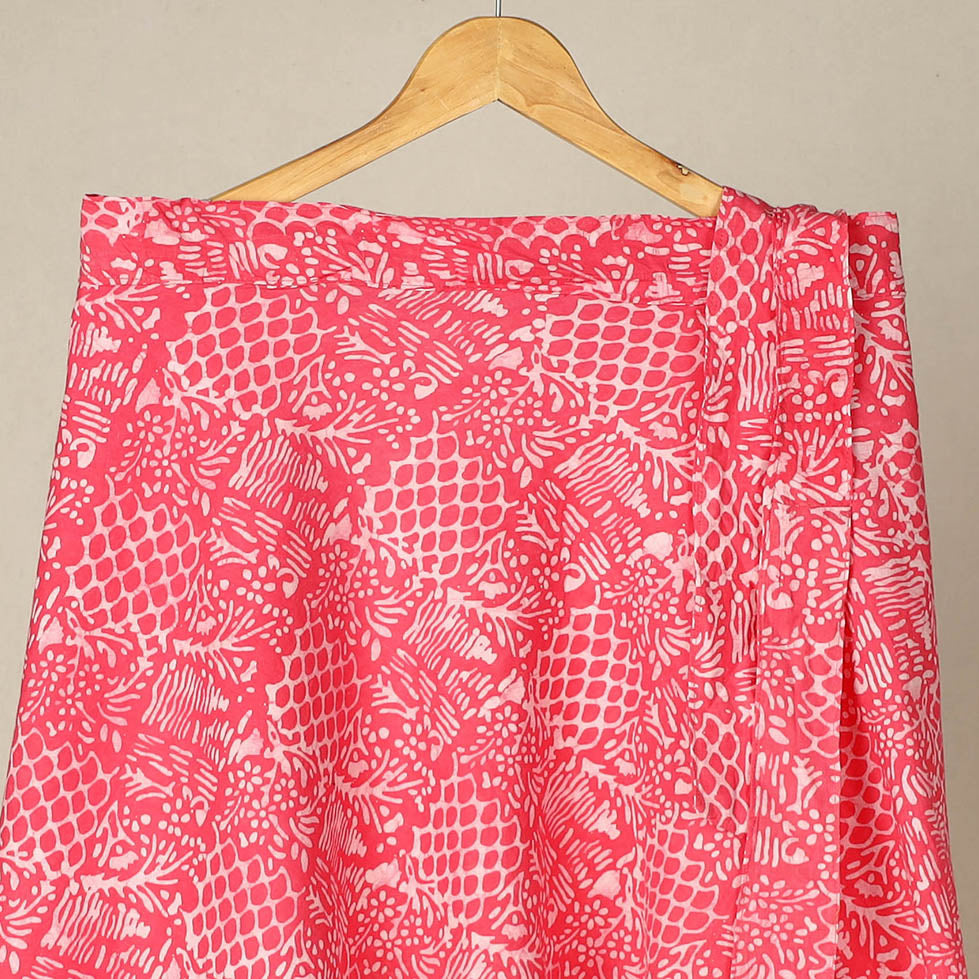 Pink - hand batik printed wrap around skirt for women 04