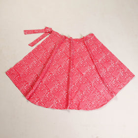 Pink - hand batik printed wrap around skirt for women 04