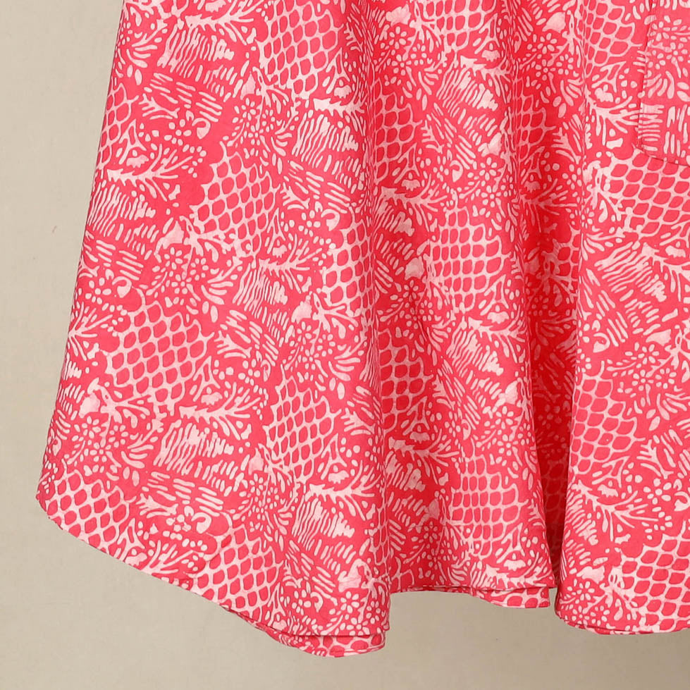 Pink - hand batik printed wrap around skirt for women 04