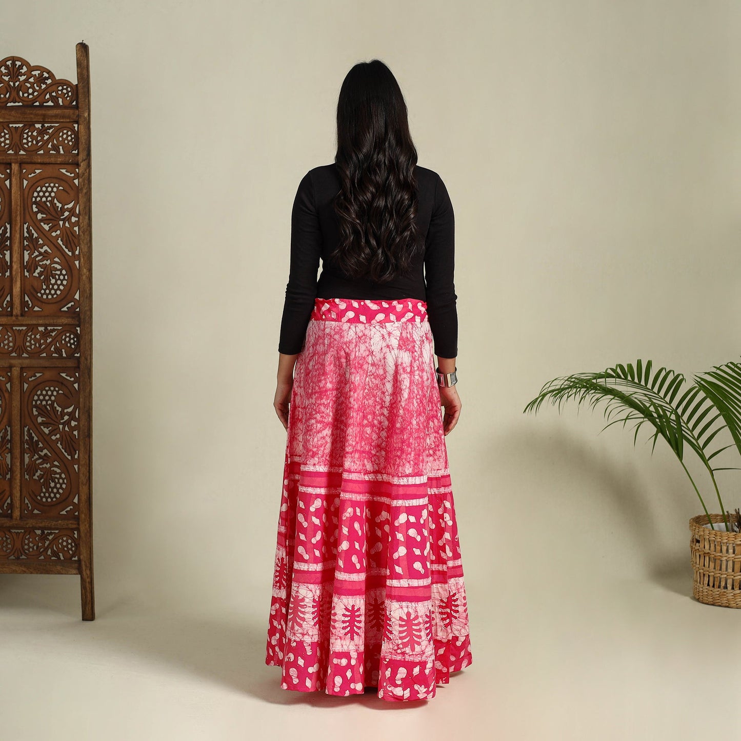 Buy Hand Batik Print Running Stitch Cotton Long Skirt