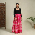 Pink Hand Batik Print Running Stitch Cotton Long Skirt