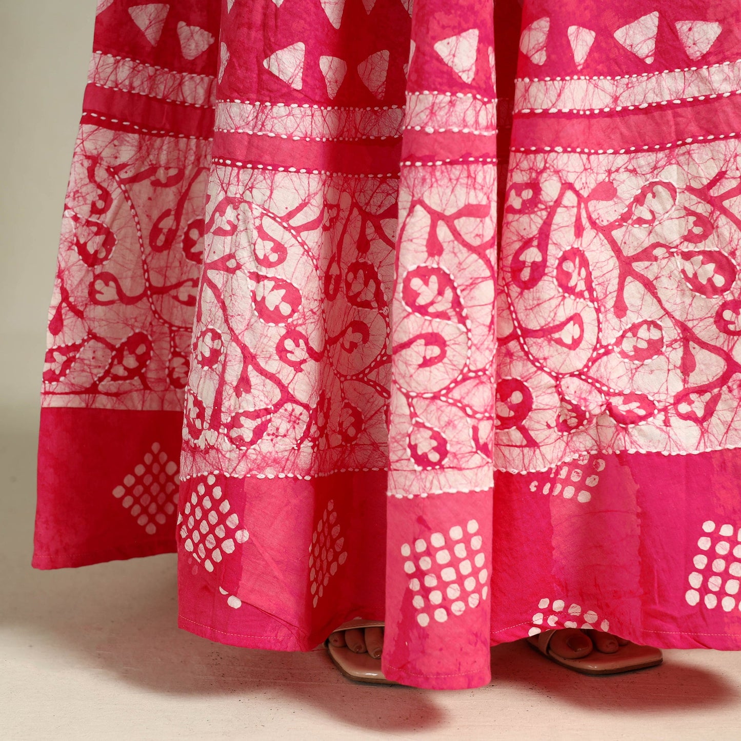 Buy Hand Batik Print Running Stitch Cotton Long Skirt