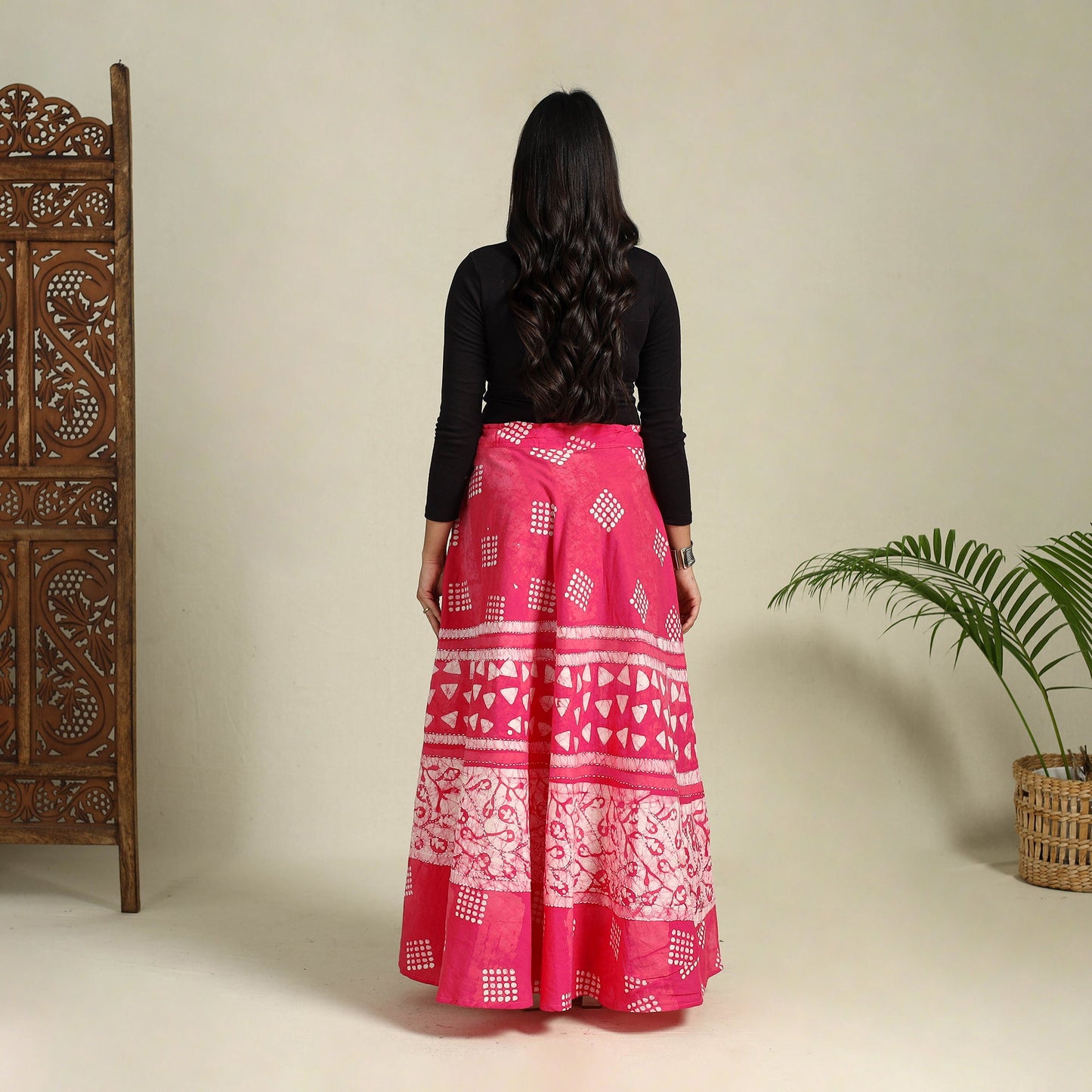 Buy Hand Batik Print Running Stitch Cotton Long Skirt