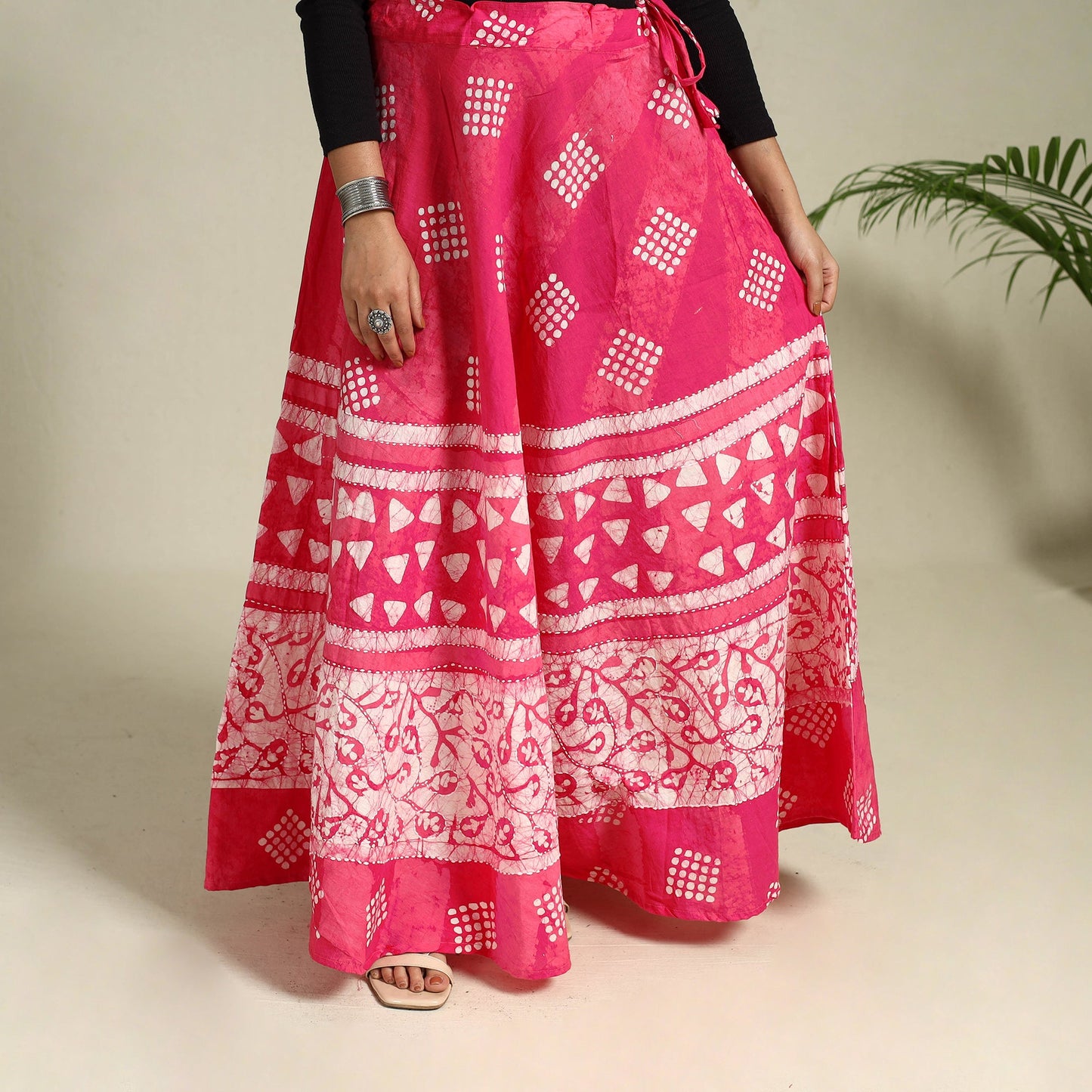 Buy Hand Batik Print Running Stitch Cotton Long Skirt