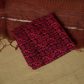 Hand block bagh print cotton 3pc unstitched dress material