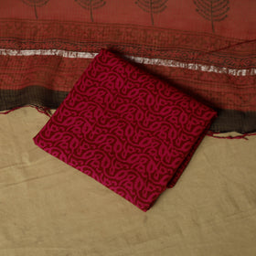 Hand block bagh print cotton 3pc unstitched dress material