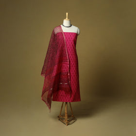 Hand block bagh print cotton 3pc unstitched dress material