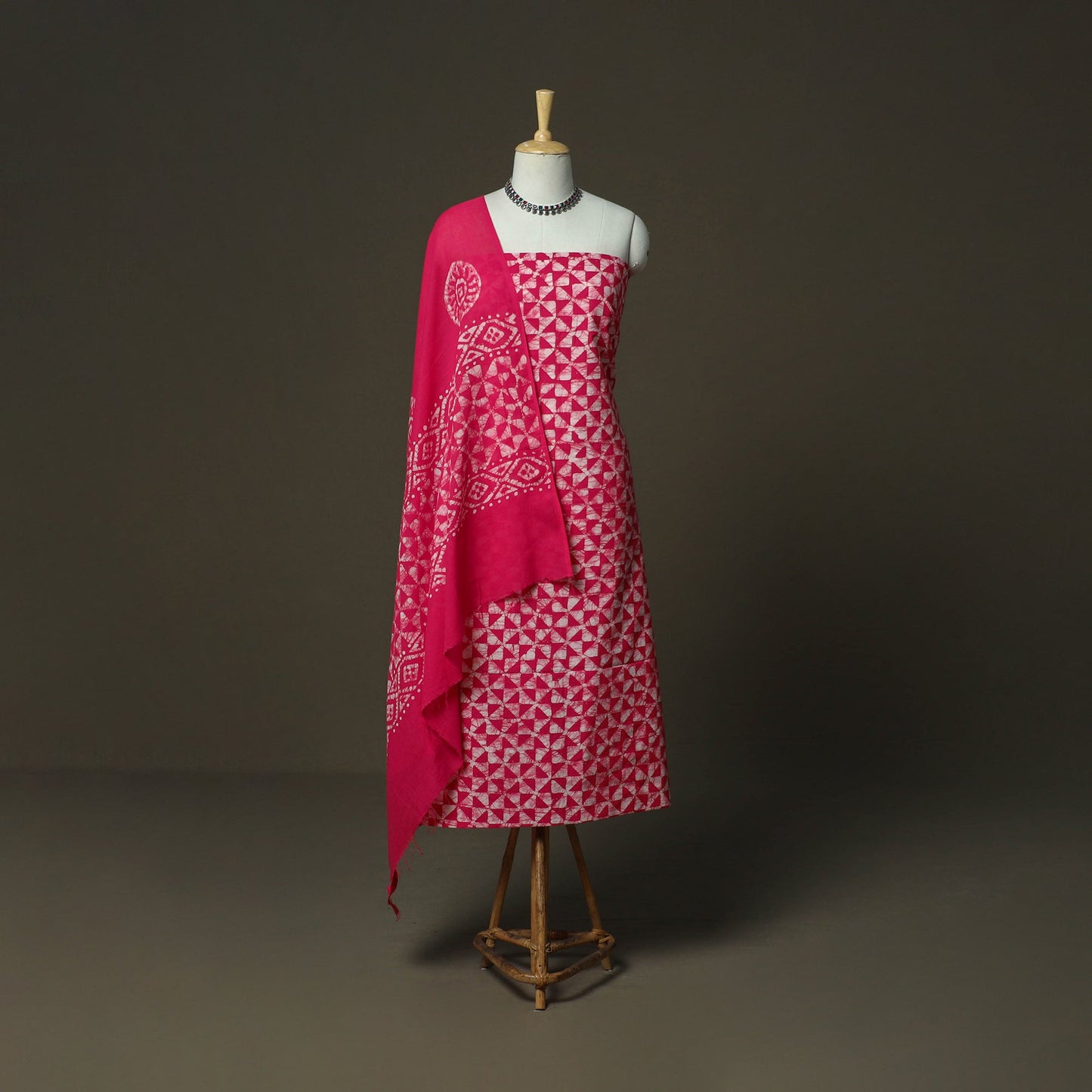 Hand batik cotton 3pc unstitched dress material 49