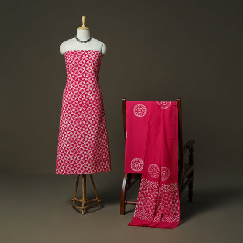 Hand batik cotton 3pc unstitched dress material 49