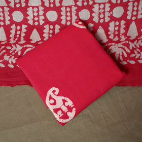 Hand block batik print cotton 3pc unstitched dress material
