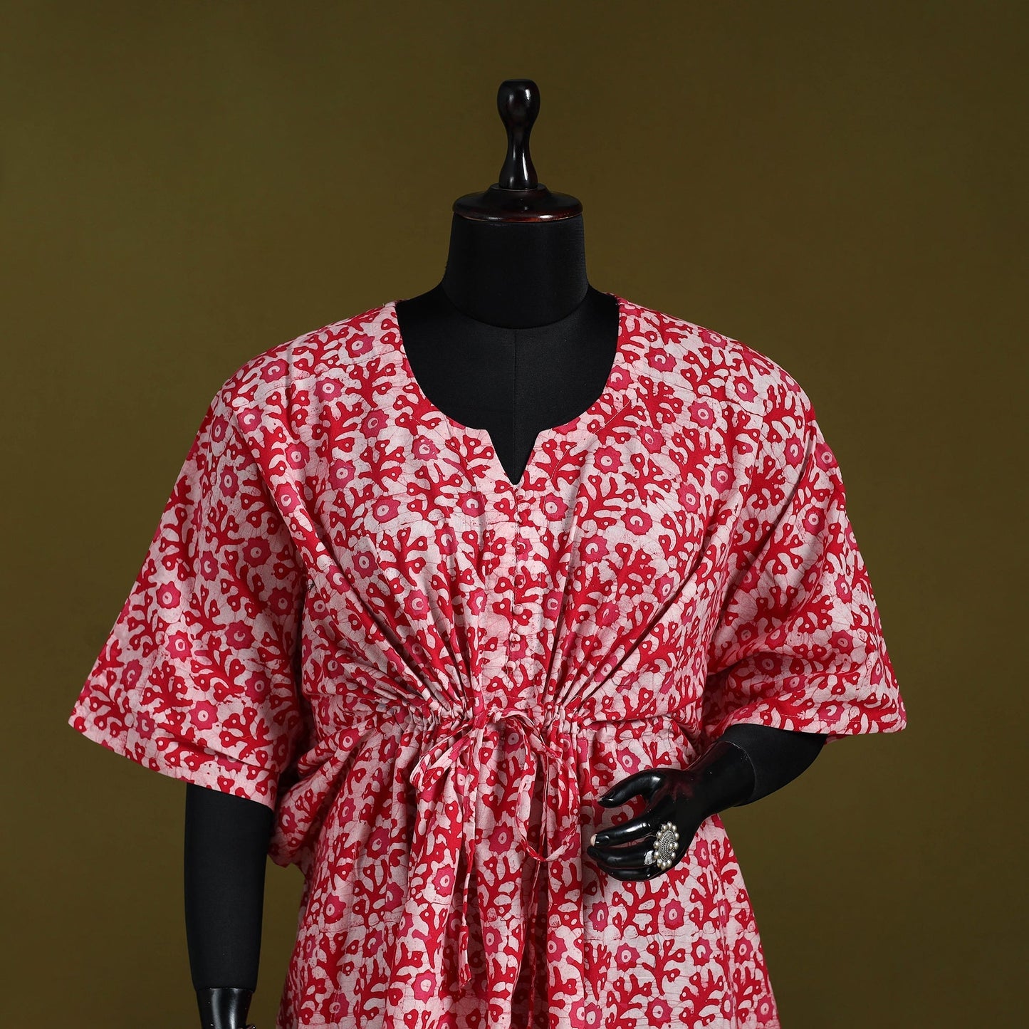Hand batik cotton medium kaftan 64 - handcrafted