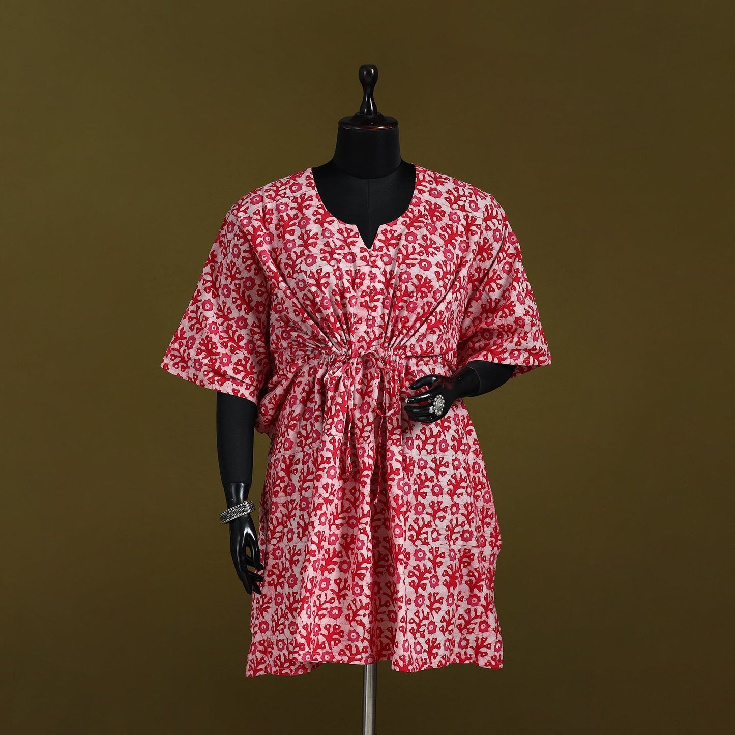 Hand batik cotton medium kaftan 64 - handcrafted