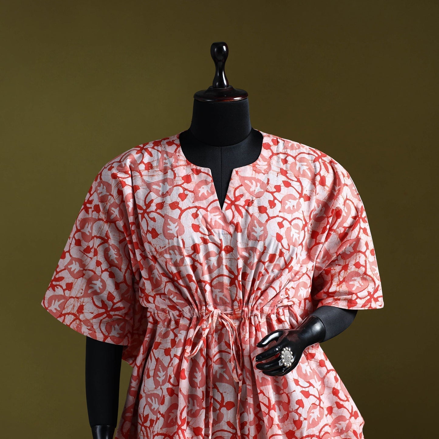 Hand batik cotton short kaftan 15 - handcrafted