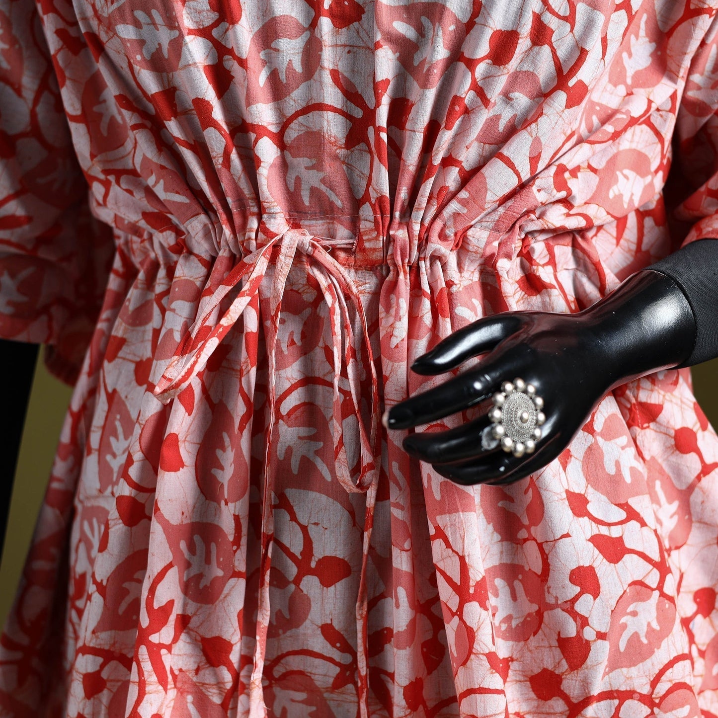 Hand batik cotton short kaftan 15 - handcrafted