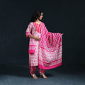 Hand batik cotton suit set with dupatta for women 18